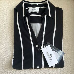Butter Women's Black and White Striped Top